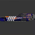 Blue And Orange Race Car With Winston Logo And Streamlined Body Design