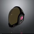 Tactical Weapon Helmet With Gold Black Decorative Pattern And Pink Circular Component