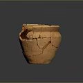 Ancient Terracotta Sculpture Of Cracked Clay Vessel With Historical Artifact Features