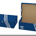 Adidas Blue Shoe Boxes With White Stripes Open And Closed Lifestyle Storage Containers
