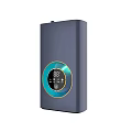 Modern Blue Electronic Device Featuring Circular Digital Display And Golden Border