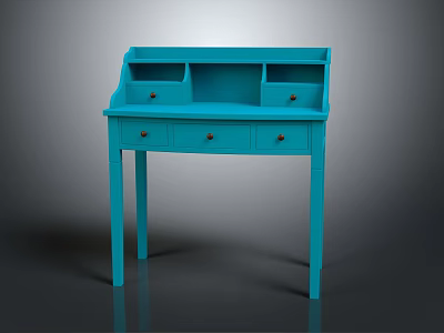 Blue Vanity Dresser With Open Shelves And Drawers For Bedroom Decor 3d model