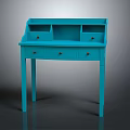 Blue Vanity Dresser With Open Shelves And Drawers For Bedroom Decor