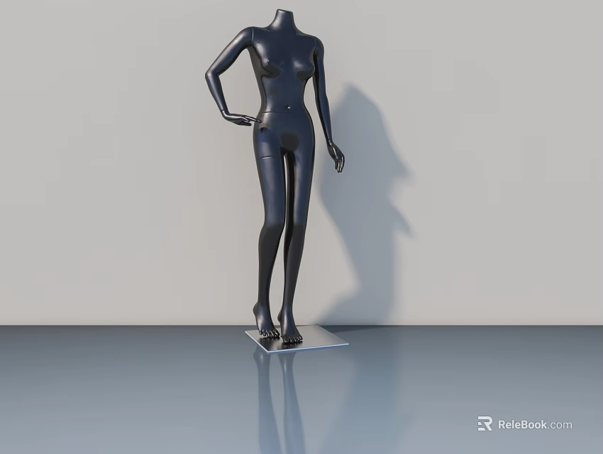 Modern Black Swing Door Design With Transparent Base And Reflective Surface 3d model