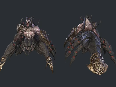 Dark Fantasy Creature Designs With Armored Bodies Sharp Claws And Intricate Details 3d model