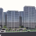 Modern High Rise Residential Buildings With Green Landscaping And Exterior Design