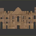 Wooden Building Blocks Intricate Architectural Model With Detailed Structures And Arches