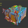 Colorful Kids Inflatable Castle With Blue Seahorses And Rainbow Top Decorations