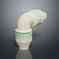 White Plastic Elbow Pipe Fitting With Green Rings For Hardware Tools 3d model