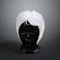 Black Character Head Model With Short White Hair Detailed 3D Render