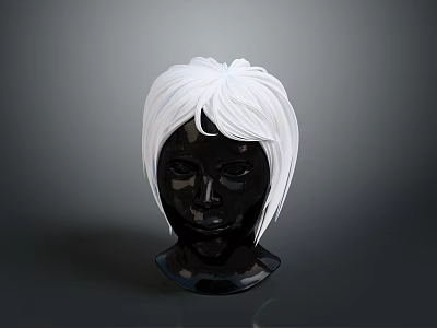 Black Character Head Model With Short White Hair Detailed 3D Render 3d model