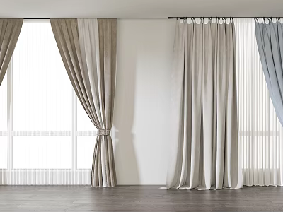 Modern Curtain Design With Flowing Drapes And Tie Backs For Window Interior Decoration 3d model