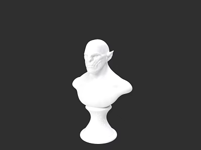 Game Movie Character White Bust Sculpture With Elven Features And Pedestal Base 3d model