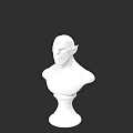 Game Movie Character White Bust Sculpture With Elven Features And Pedestal Base