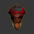 Futuristic Orange Wolf Character Design With One Eyed Goggle Spiked Collar And Small Skull