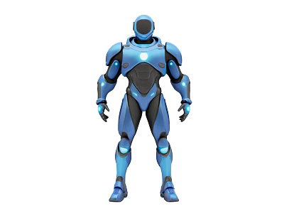 Futuristic Blue Robot Decorative Ornament Set With Illuminated Details And Modern Design 3d model