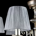 Classic Gold Metal Chandelier With Six Fabric Shades And Decorative Details