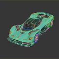 Sleek Blue Sports Car With Aerodynamic Design And Black Roof Spoiler