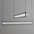 Two Modern Linear Pendant Lights Hanging with Black Frames and White Shades 3d model