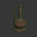 Copper Decorative Ewer With Intricate Floral Engravings And Long Spout
