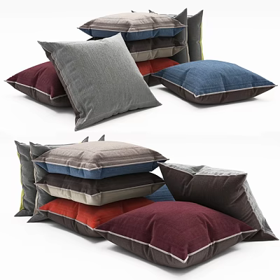 Colorful Decorative Pillows With Soft Fabric And Various Tones For Home Decor 3d model