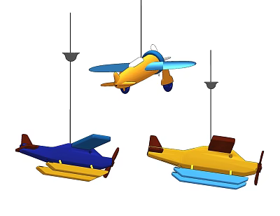Modern chandelier aircraft children's lamp 3d model