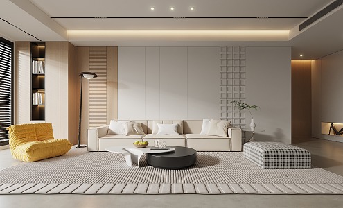 modern living room cream living room sofa combination 3d model