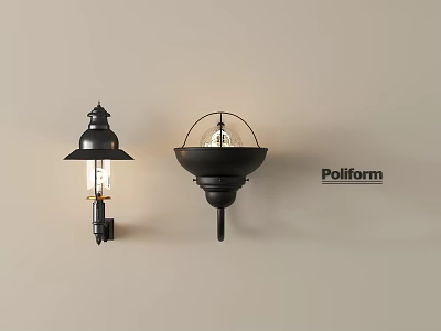 Black Wall Lamps With Classic Lantern And Spherical Design By Poliform 3d model