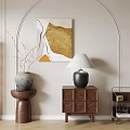 Decorative Painting of Middle Style Bedside Cabinet Floor Lamp 3d model