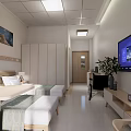 Modern Medical Room Interior With Wheelchair TV Beds And Large Window