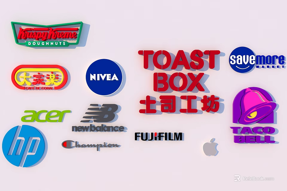 Commercial Advertising Billboard Displaying Multiple Brand Logos Including Fujifilm Acer New Balance Apple 3d model 