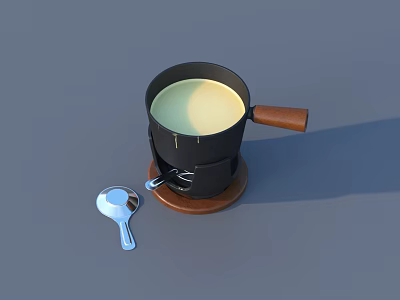 Stylish Black Kitchen Appliance Featuring Wooden Handle Brown Base And Silver Spoon 3d model