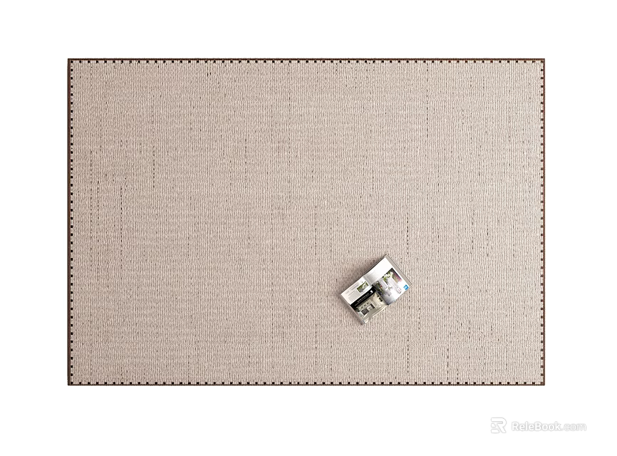 Light Beige Square Rug With Textured Surface And Stitched Decorative Edges 3d model