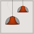 Modern Red Pendant Lights with Transparent Outer Layers Two Hanging Against Grey Background 3d model