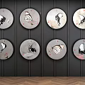 New Chinese Style Round Frame Painting Billion Elephants 3d model