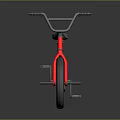 Red BMX Bicycle With Black Handlebar Thick Tires And Silver Spokes