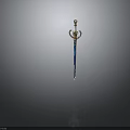 Elegant Ornate Decorative Sword With Blue Blade And Gold Embellished Hilt