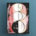Abstract Painting With Geometric Shapes Colorful Red Green Orange Blue Tones Modern Style