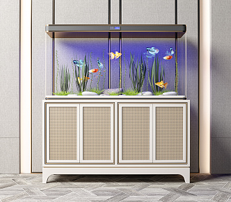 Modern Fish Tank Aquarium Glass Fish Tank Tropical Landscape 3d model