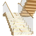 Modern Staircase Interior Design With Marble Steps Glass Railings And Metal Handrail