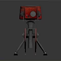 Red And Black Mechanical Device With Tripod Stand And Metal Components 3d model