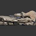 Wood and Stone Natural Decorative Piece with Stacked Irregular Stone Blocks and Varied Colors