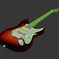 Vibrant Sunburst Electric Guitar With Wooden Neck And White Pickguard On Black Reflective Surface