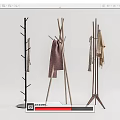 Modern Design Coat Racks with Various Structures and Hanging Scarves 3d model