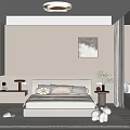 Modern Bedroom Interior Design With White Wardrobes Bedside Lamp And Throw Pillows