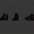 Fashionable Black Short Boots With Zipper Design And Worn Pair Showcase