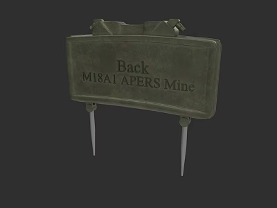 Green Back MIRAI APERS Mine Weapon With Metal Spikes And Text Label 3d model