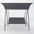 Outdoor Play Equipment Garden Swing With Metal Frame Black Mesh Bench And Canopy