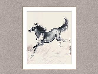 New Chinese Animal Painting Xu Beihong Running Horse 3d model