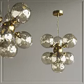 Elegant Modern Chandelier With Crystal Glass Balls And Gold Metal Frame Design
